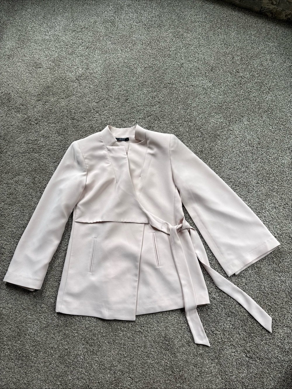 Kisa Women’s 12 Beige Wrap Jacket Side Tie, Split Arms guc